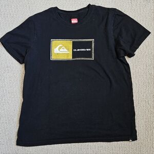 Quiksilver Black T-Shirt with Yellow and White Logo